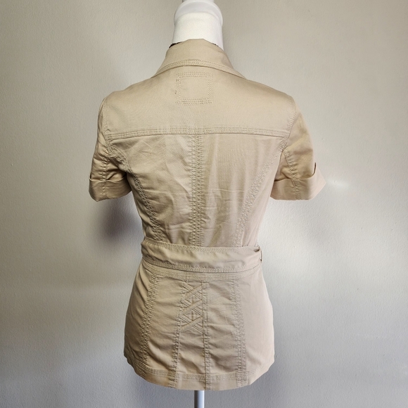 White House Black Market Laced Up Corseted Military Style Khaki Button Up Vest 0 - Picture 7 of 13